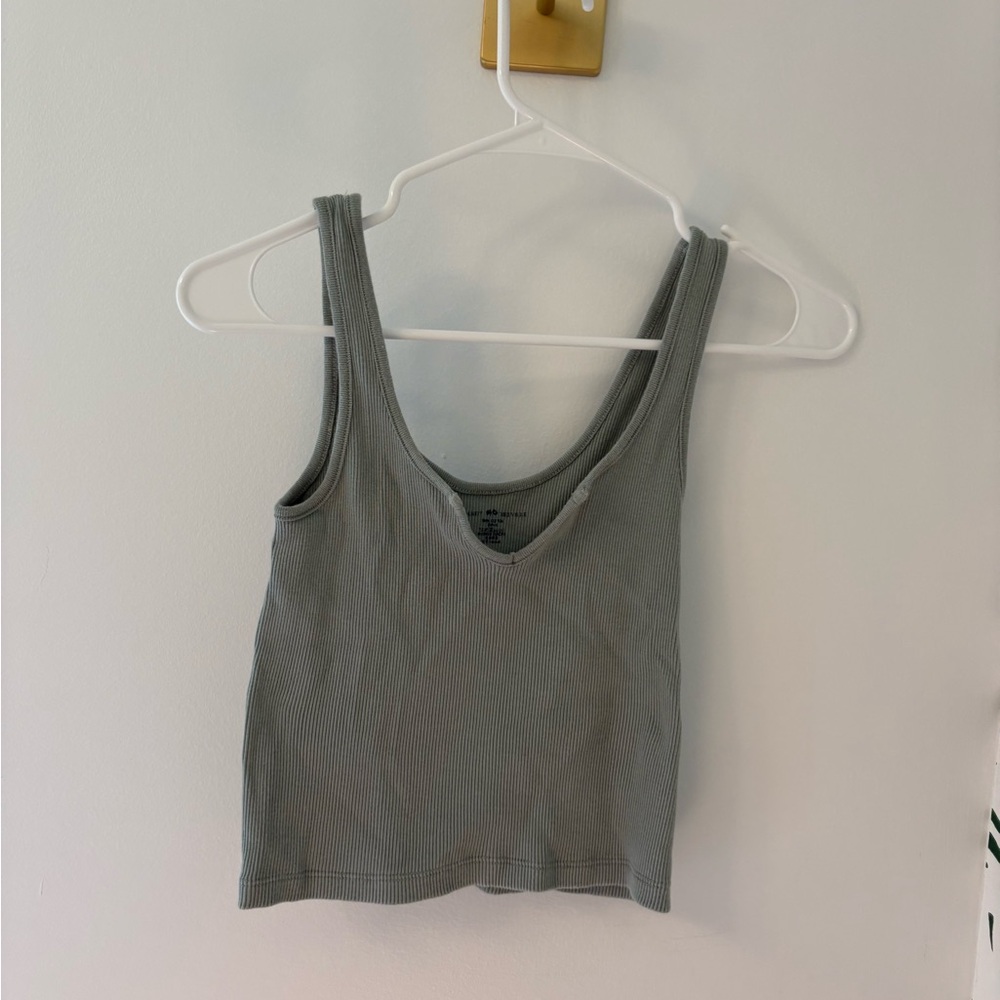 Brandy Melville Green Fitted Crop Tank Top